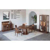 艾美儷家可可西里現(xiàn)代極簡黑金檀木家具：餐桌KK5101#(全圓形造型)、餐椅KK3501#