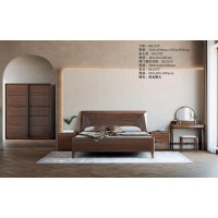 艾美儷家可可西里現(xiàn)代極簡黑金檀木家具：大床KK1110#