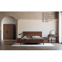 艾美儷家可可西里現(xiàn)代極簡黑金檀木家具：大床KK1102#