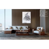 艾美儷家可可西里現代極簡黑金檀木家具：轉角沙發(fā)KK3208#、長茶幾KK3301#
