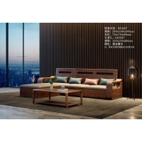 艾美儷家可可西里現(xiàn)代極簡黑金檀木家具：轉角沙發(fā)KK3202#、長茶幾KK3302#