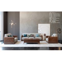 艾美儷家可可西里現(xiàn)代極簡黑金檀木家具：沙發(fā)KK3101#、長茶幾KK3308#、方茶幾KK3305#