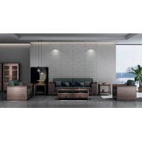 艾美儷家可可西里現(xiàn)代極簡黑金檀木家具：沙發(fā)KK3112、長茶幾KK3312、方茶幾KK3313