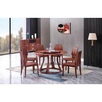 華夏國(guó)康卡迪婭輕奢極簡(jiǎn)黃檀木家具：K501圓桌、K56餐椅、K800餐邊柜