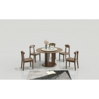 天倫雅樂(lè)現(xiàn)代極簡(jiǎn)南美黑胡桃木家具： CT102圓餐臺(tái)、CY102餐椅