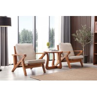 安德穩(wěn)南美胡桃木木蠟油原木家具：休閑椅1012#、巖板圓幾W01#